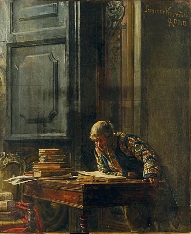 Chamberlain nella sua biblioteca